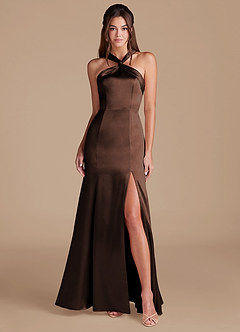 Azazie Rue Bridesmaid Dresses Ganache Mermaid Pleated Metallic Satin Dress image1