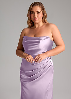 Azazie Leonis Bridesmaid Dresses Frosted Lilac Mermaid Pleated Stretch Satin Convertible Dress image11