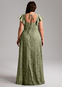 Azazie Bondi Bridesmaid Dresses Pistachio A-Line Side Slit Floral Burnout Dress image8