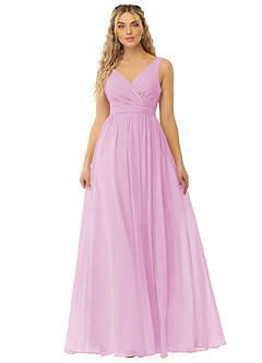 Azazie Kora Bridesmaid Dresses Candy Pink A-Line Pleated Chiffon Dress image1