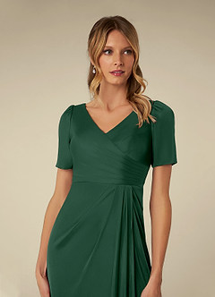 Azazie Bessie Kleider für die Brautmutter A-Linie Plissee Gittergewebe Kleid Dunkelgrün image6