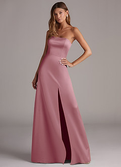 Azazie Wren Bridesmaid Dresses Vintage Mauve A-Line Strapless Stretch Satin Convertible Dress image3