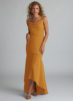 Azazie Summer Jurken voor bruidsmeisjes Jurk van Chiffon met Zeemeermin Schop cowl Boterbabbelaar image1