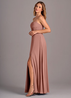 Azazie Carolyn Bridesmaid Dresses Cedar Rose A-Line Pleated Chiffon Dress image3