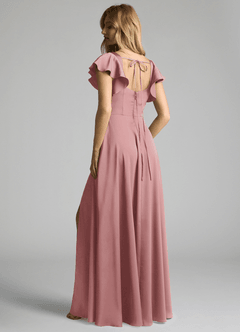 Azazie Bondi Bridesmaid Dresses Dusty Rose A-Line Bow Stretch Satin Dress image3