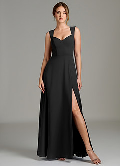 Azazie Gwendolyn Bridesmaid Dresses Black A-Line Sweetheart Neckline Chiffon Dress image5