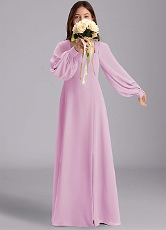 Azazie Bondi Junior Candy Pink A-Line Blouson Chiffon Dress image1