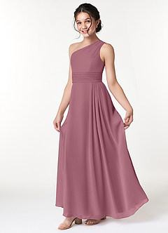 Azazie Cleo Junior Vintage Mauve A-Line Pleated Chiffon Dress image1