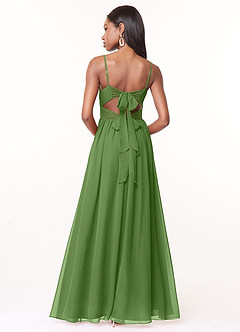 Azazie Zeya Bridesmaid Dresses Basil A-Line V-Neck Pleated Chiffon Dress image3