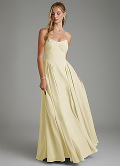 Azazie Evan Bridesmaid Dresses Lemon Sorbet A-Line Strapless Chiffon Dress image3