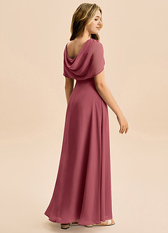 Azazie Emma Junior Robe Trapèze en Mousseline de soie Plissée Merlot image6