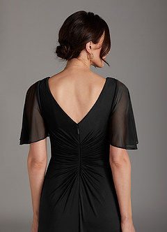 Azazie Sicily vestidos de madre de la novia Vestido de Negro de Jersey de Corte En A con Plisado image6