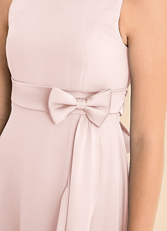 Azazie Lilenne Junior Blushing Pink A-Line Bow Chiffon Dress image6