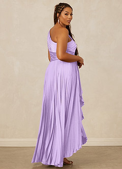 Christian Siriano Bridal for Azazie 1008 Bridesmaid Dresses Lilac A-Line One Shoulder Stretch Satin Dress image13