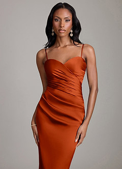 Azazie Sonora Brudtärnklänningar Klä av Tubklänning i Stretch Satin Axelbandslös Paprika image3