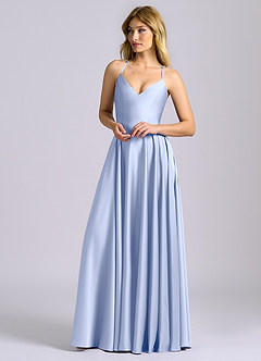Azazie Truce Bridesmaid Dresses Ice A-Line Stretch Satin Dress image4