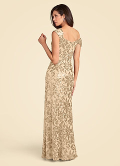 Azazie Odessia Mother of the Bride Dresses Champagne A-Line Sequins Lace Dress image3