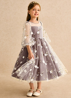 Azazie Elowen Flower Girl Dresses Espresso A-Line Sweetheart Neckline Lace Dress image4