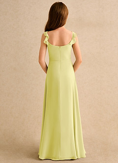 Azazie Puppy Girls Formal Robe Demoiselle D'honneur Fillette Robe Trapèze en Mousseline de soie Plissée Sorbet Citron image2