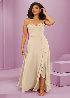 Barbie ♥ Azazie Bridesmaid Dresses Champagne A-Line Sweetheart Neckline Chiffon Dress image1