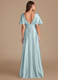 Azazie Pamela Bridesmaid Dresses Mist A-Line Pleated Metallic Satin Dress image2