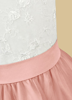 Azazie Vetty Flower Girl Dresses Ivory Rosette A-Line Lace Tulle Dress image11