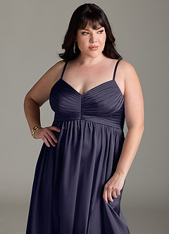Azazie Alia Bridesmaid Dresses Stormy A-Line Pleated Stretch Satin Dress image14