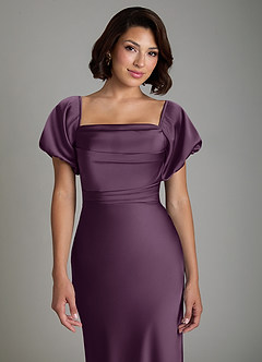 Azazie Lea Bridesmaid Dresses Plum Mermaid Off the Shoulder Stretch Satin Convertible Dress image7