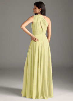 Azazie Charlize Bridesmaid Dresses Lemon Sorbet A-Line One Shoulder Chiffon Dress image2