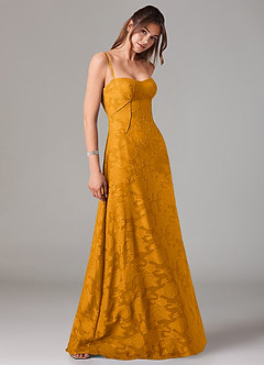 Azazie Valentine Vestidos de madrinha de casamento Vestir Caramelo de Esgotamento Floral de Linha A com Decote em coração image4