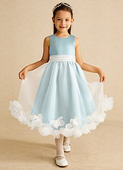 Azazie Stardust Blumenmädchenkleider A-Linie ärmellos Organza Kleid Nebel image1