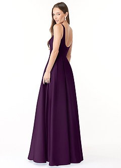 Azazie Neve Bridesmaid Dresses Grape Ball-Gown with Pockets Stretch Satin Dress image4