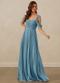 Christian Siriano Bridal for Azazie 1013 Bridesmaid Dresses Moody Blue A-Line Off the Shoulder Chiffon Dress image7