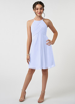 Azazie Ginny Junior Lavender A-Line Pleated Chiffon Dress image1