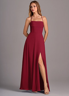 Azazie Carolyn Bridesmaid Dresses Burgundy A-Line Pleated Chiffon Dress image5