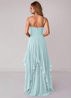 Azazie Zaina Brautjungfernkleider A-Linie Chiffon Kleid Nebel image6