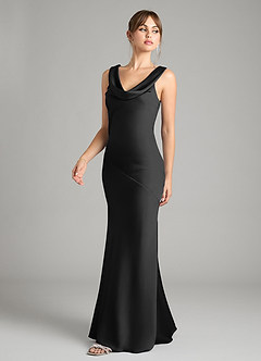Azazie Rylina Bridesmaid Dresses Black Mermaid Stretch Satin Dress image4