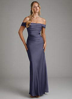 Azazie Hayden Bridesmaid Dresses Stormy Mermaid Corset Stretch Satin Dress image1