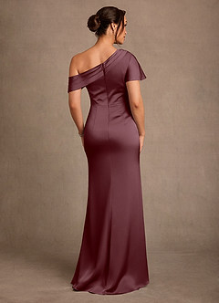 Azazie Rutha Mother of the Bride Dresses Sangria Sheath One Shoulder Stretch Satin Dress image2