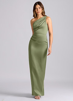 Azazie Akilah Brautjungfernkleider Meerjungfrau-Linie One-Shoulder Stretch-Satin Kleid Gartensalbei image4