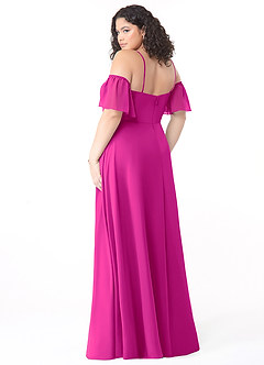 Azazie Sue Robes de demoiselle d'honneur Robe Trapèze Convertible en Mousseline de soie Épaule décolletée Fuchsia image10