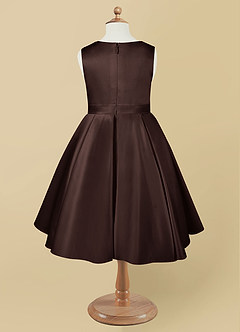 Azazie Coco Flower Girl Dresses Ganache A-Line Bow Matte Satin Dress image6