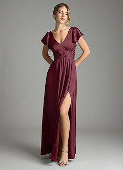 Azazie Omari Bridesmaid Dresses Cabernet A-Line Stretch Satin Dress image1