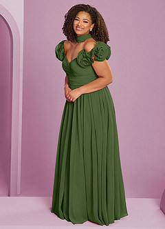 Barbie ♥ Azazie Bridesmaid Dresses Olive A-Line Off the Shoulder Chiffon Convertible Dress image5