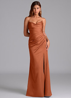 Azazie Claudelle Bridesmaid Dresses Cedar Rose Mermaid Strapless Stretch Satin Dress image6