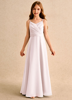 Azazie Umina Girls Formal Abiti da Ragazza di Fiori Abito A-Line in Raso Opaco Plissettato Rosa Rossore image6