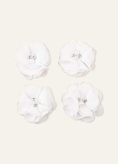 front Zestaw czterech białych spinek do włosów