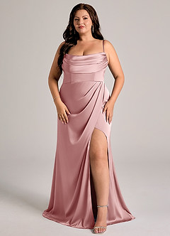 Azazie Johana Bridesmaid Dresses Dusty Rose Mermaid Off the Shoulder Stretch Satin Convertible Dress image13