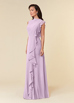 Azazie Narine Mother of the Bride Dresses Frosted Lilac A-Line High Neckline Pleated Chiffon Dress image2