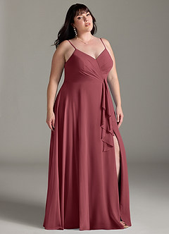 Azazie Akita Bridesmaid Dresses Merlot A-Line Chiffon Dress image7